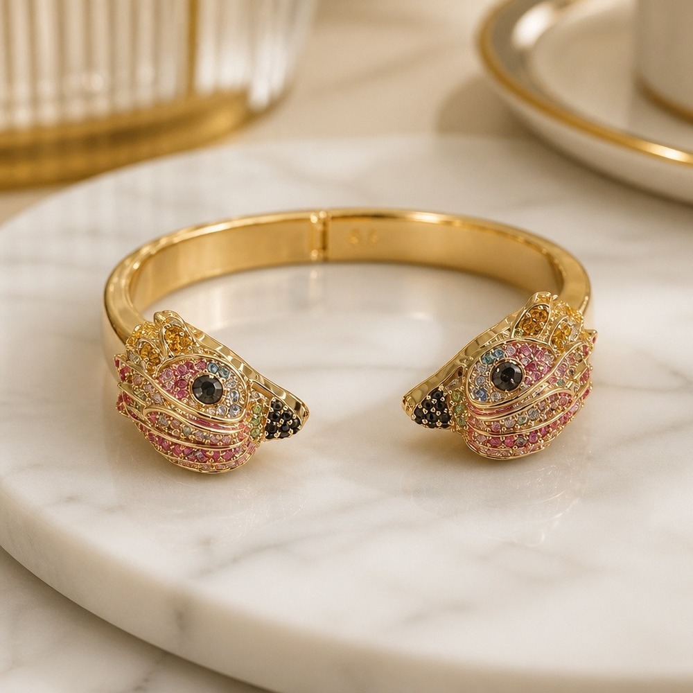 Kurt Geiger London Eagle Head Bangle Gold Tone Multi Color Crystal Bracelet NEW - Picture 9 of 9
